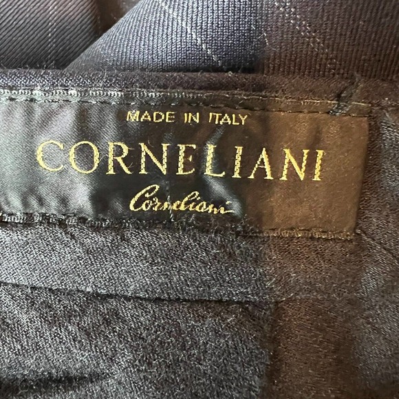 Corneliani Mens Dress Pants Sz L 37x32 Black Striped 100% Extra Fine Virgin Wool - Picture 8 of 10